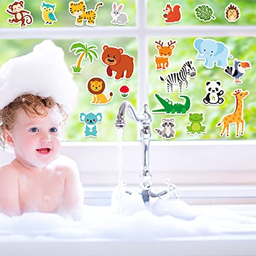 40 PCS Jungle animals Thick Gel Clings Winter Safari Window Gel Clings Decals Stickers for Kids Toddlers and Adults Home Airplane Classroom Nursery Winter Zoo Animals Party Supplies Decorations (40 Count)