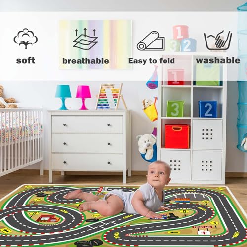 Kids Rug Playmat City Life Playroom Rug Activity Mat for Kids Toy Car Kids Carpet for Playroom Living Room