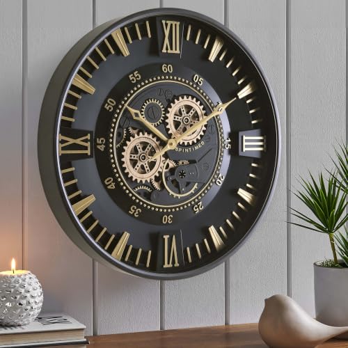 24 Inch Wall Clock with Moving Gears