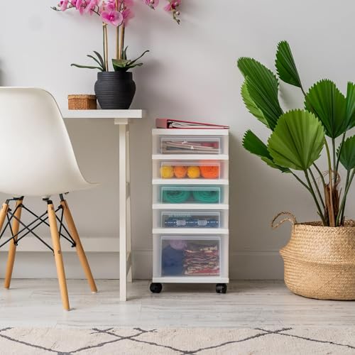 5 Drawer Rolling Storage Cart with Organizer Top