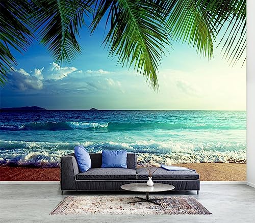 Ocean Mural Wallpaper Large Beach Landscape Wall Mural for Bathroom
