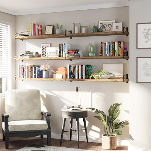 Toledo 84 inch Floating Shelf with Heavy Duty Bookend Brackets