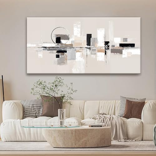 Abstract Wall Art Black White Canvas Wall Art For Living Room 24" × 48"