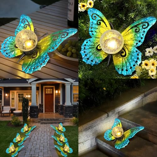 Solar Lights Outdoor Garden Metal Butterfly Decoration