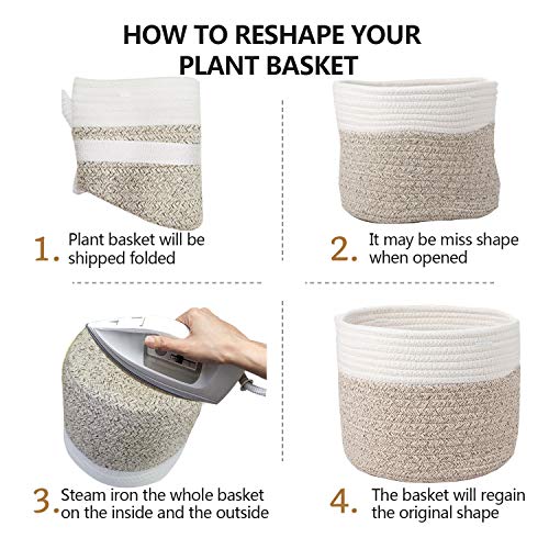 Cotton Rope Plant Woven Basket for 6" Pot H6 3