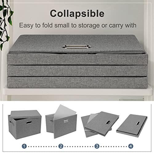 Large 17" 36 Quart Collapsible Stackable Storage Bins with Lids (3 Count)