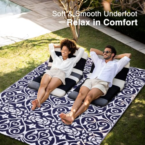 Outdoor Rug 5x8 ft Waterproof Reversible Floral Mat