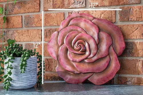 NAT & Jules Rose Flower Shaped Dimensional Indoor Outdoor 12 inch Cast Resin Decorative Garden Stepping Stone
