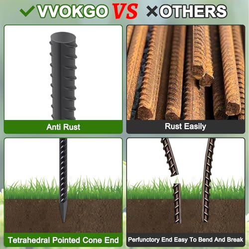 Straight Rebar Stakes 24 Inch Ground Concrete Form Stakes Heavy Duty (16 Count)