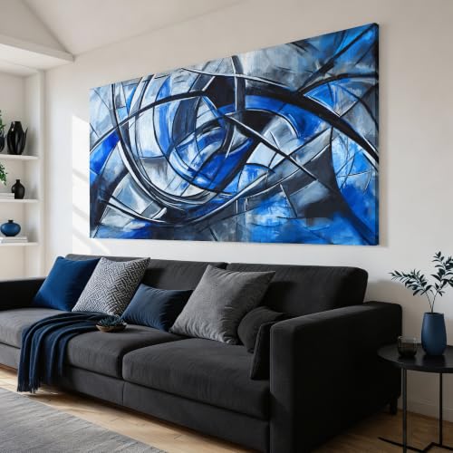 Abstract Wall Art Decor Oversized Wall Art Pictures for Living Room Abstract Canvas Art Wall Decor Modern Large Blue Wall Art Prints Black and White Wall Art Decor Bedroom Office Decor 29" X 58"