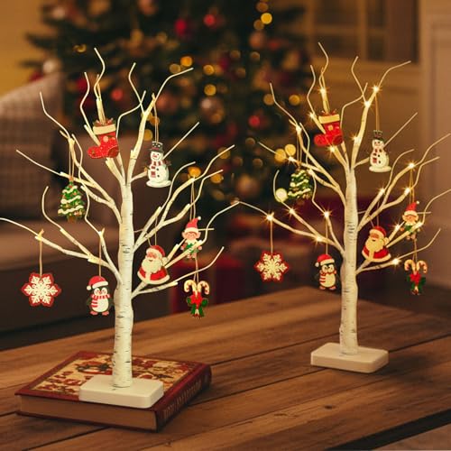 Lighted Birch Tree with Ornaments (2 Count)