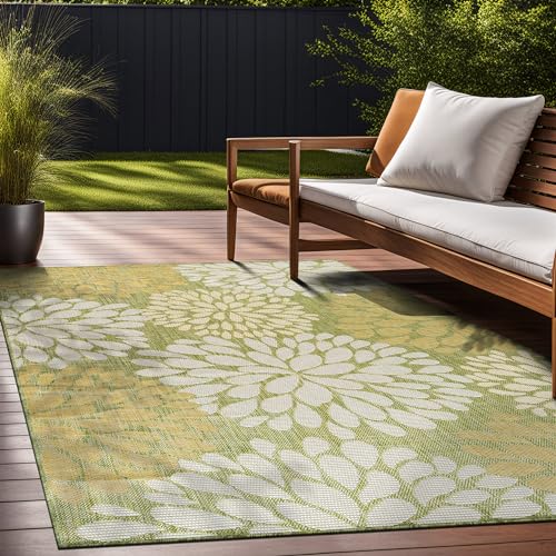 Outdoor Rug 6x9 Modern Exotic Tropical Leaf Area Rugs for Indoor and Outdoor Patio Deck Porch Garden Water Resistant Washable Outside Carpet