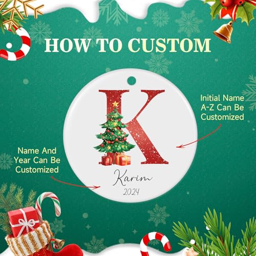 Personalized Christmas Ornaments 2025 Ceramic Custom Name Date Initial A