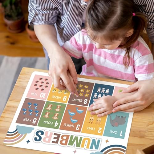 Educational Plastic Placemats Set of 6 Kids Toddler Table mats 17×13×0.04in (6 Count)
