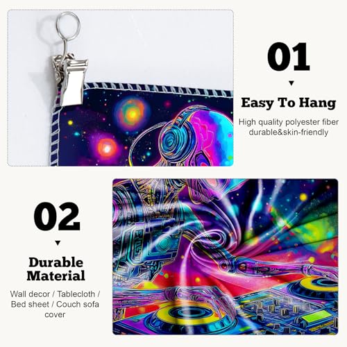 Blacklight Space Astronaut Tapestry UV Reactive Galaxy Planet Glow in Dark Tapestries Black Light Poster Neon Wall Hanging Art for bedroom Living Room