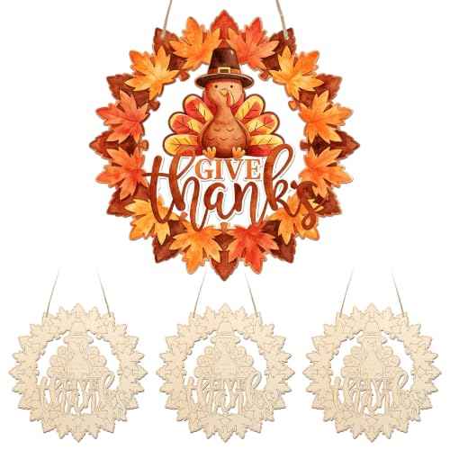 Unfinished Fall Wreaths Wood Crafts to Paint Set of 3 (3 Count)