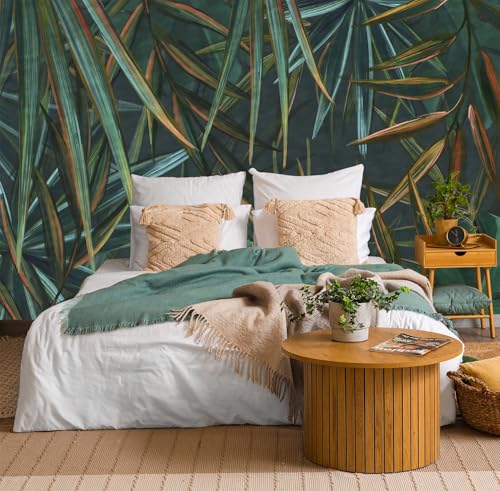 Dark Green Leaf Wallpaper Tropical Abstract Leaves Wall Mural