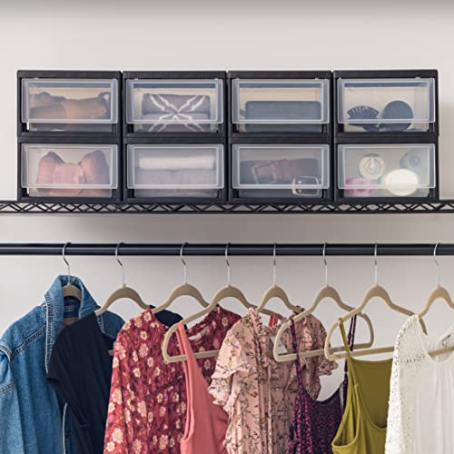 8-Pack, 6 Qt. Small Stacking Drawer Storage Organizer, Black (8 Count)
