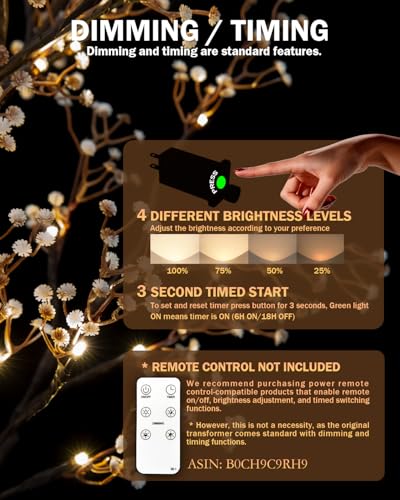 4ft Lighted Baby's Breath Tree with 64 Warm White LED Lights