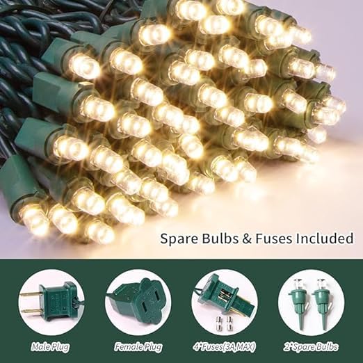 Warm White Christmas Lights Outdoor (150 Count)