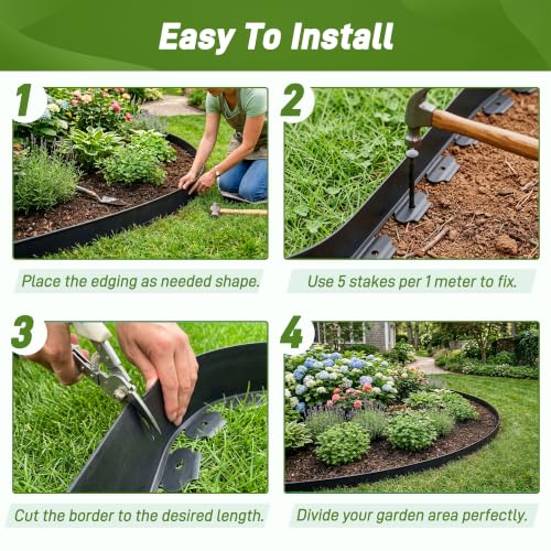 4.72 Inch x 100FT Landscape Edging Border with 150 Stakes