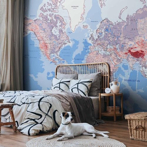 Wall Mural World Map 118x83 in (6 Count)
