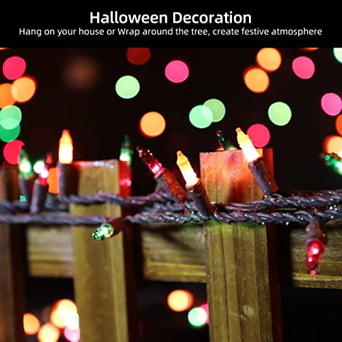 Brown Wire Orange & Purple & Green 100 Incandescent Bulb Mini String Lights for Indoor Halloween Tree Home Garland Birthday Wedding Party Festival Decoration (100 Count)