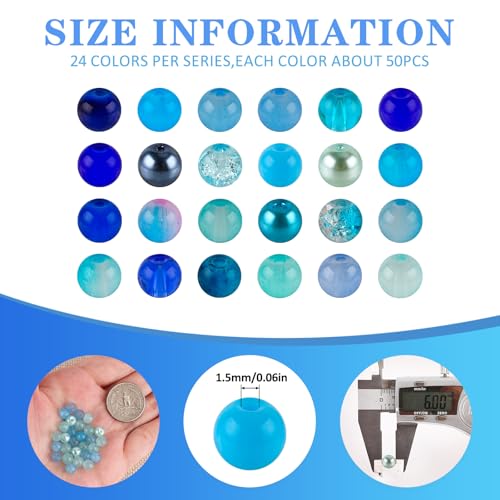 About 1200PCS 6mm Glass Beads Bracelet Making Kit (1200 Count)