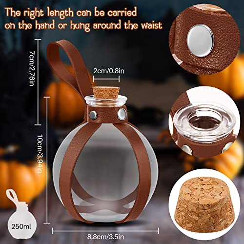 2 Pcs Halloween Glass Potion Bottles with Belt Cork Renaissance Witch Costume Accessories Witch Props Potion Bottle for Halloween Party Decor Cosplay DIY Crafts Gift (2 Count)