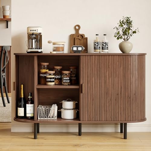 48" Fluted Buffet Sideboard Cabinet with Sliding Door