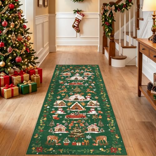 Washable Christmas Rug Runner 2x6