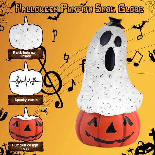 Halloween Snow Globe Lantern with Ghost and Pumpkin