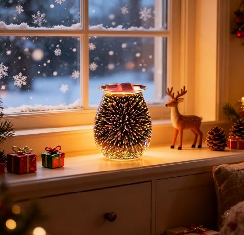 Electric Wax Melt Warmer with 3D Firework Glass Design