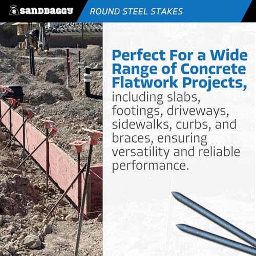 60 Inch Round Steel Concrete Form Stakes with Nail Holes (50 Count)