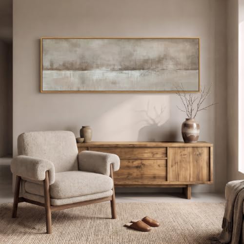 Large Framed Neutral Abstract Wall Art for Living Room
