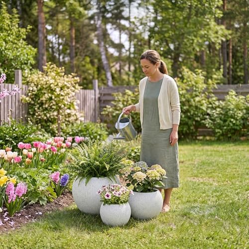 Premium Mt Sherman Fiberstone Sphere Planter for Indoor Outdoor Use