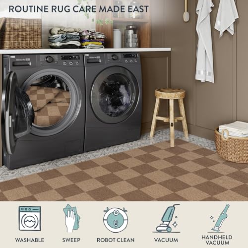 Checkered Easy Jute Kitchen Runner Rug