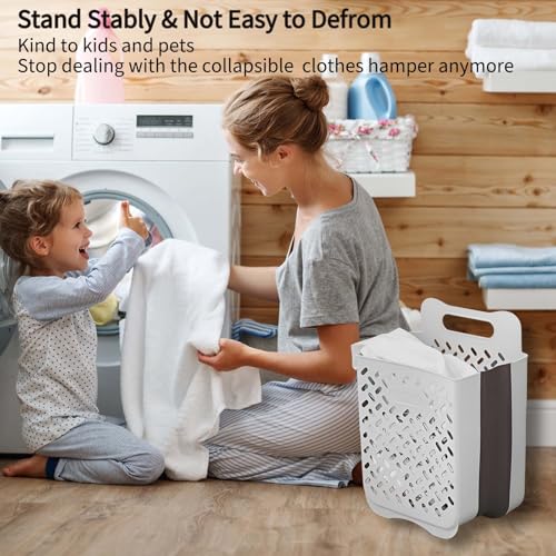 Plastic Foldable Laundry Basket with Handle