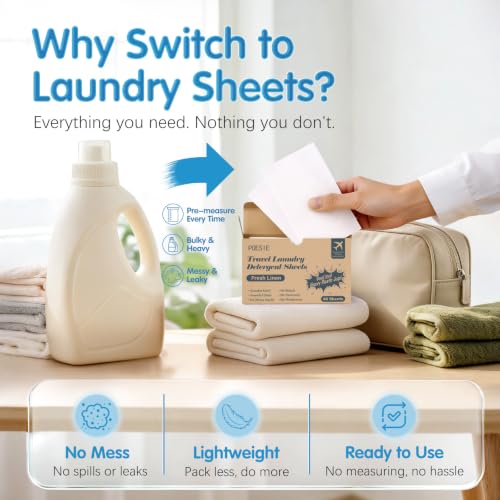Travel Laundry Detergent Sheets Fresh Linen 40 Count