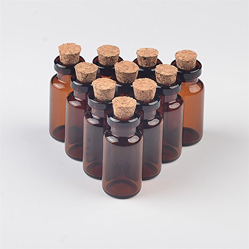 Amber Glass Vials 2ml with Cork Empty Brown Tiny Glass Jars Mini Glass Bottles Containers 50 Units