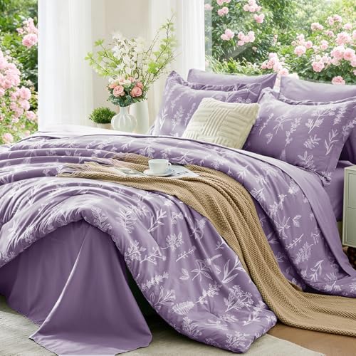 Grayish Purple Bed in a Bag Queen 7 Pieces