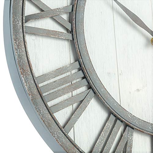 Oldtown Farmhouse Metal & Solid Wood Noiseless Wall Clock