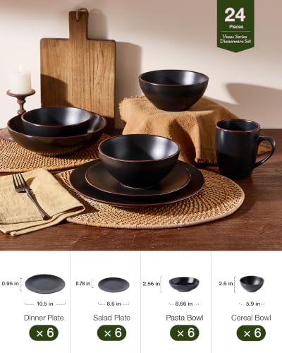 Venus Stoneware Dinnerware Sets with Pasta Bowls (24 Count)