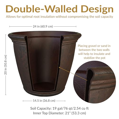Sunnydaze Anjelica 24'' Large Plastic Planter Pot for Plants (4 Count)