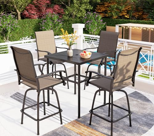 Outdoor Bar Height Table and Chairs Set for 4 (5 Count)
