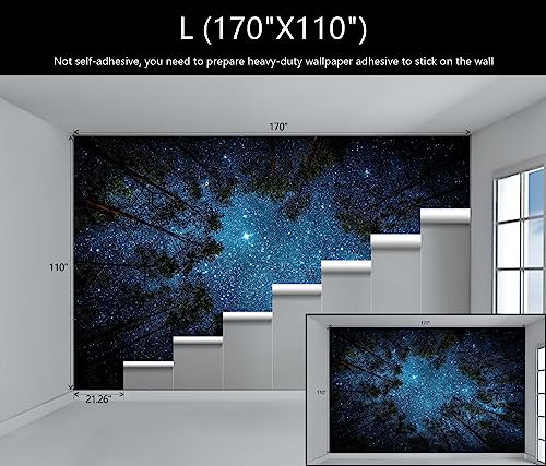 Forest Night Starry Sky Mural Wallpaper for Living Room Ceiling