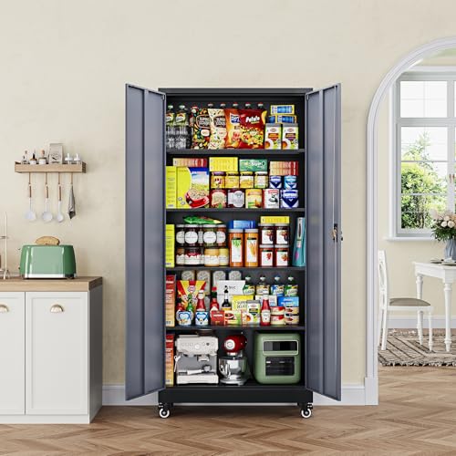 Metal Garage Storage Cabinets with Lock Door and Adjustable Shelves