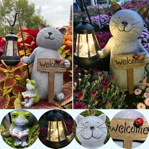 Cat Garden Statue with Solar Lantern