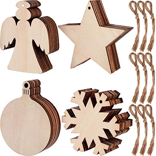 60 Pcs Wood Ornaments