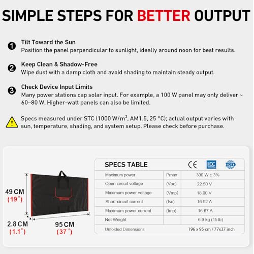 300W Portable Foldable Solar Panel Kit with Charge Controller
